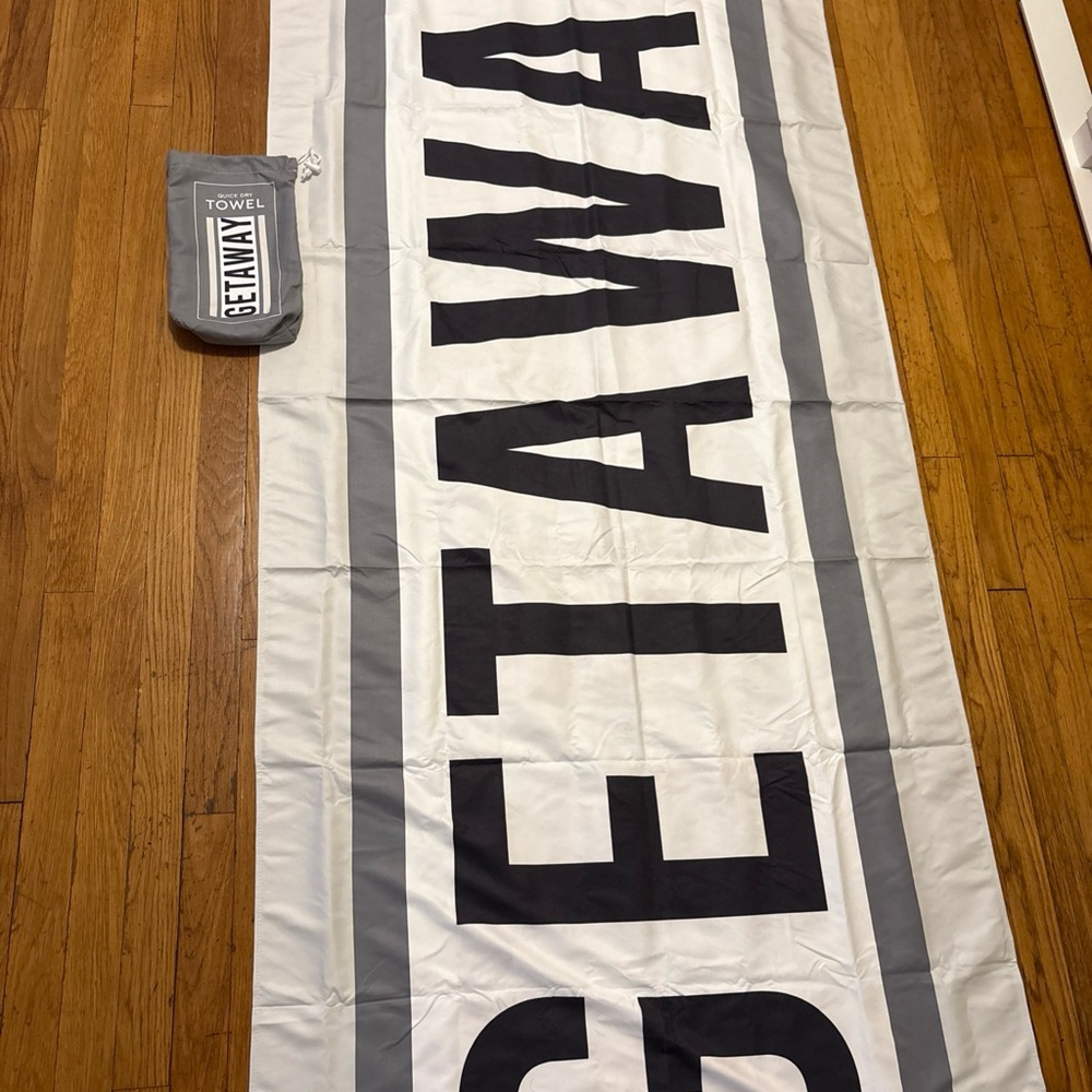 Away Gray and White Beach Towel